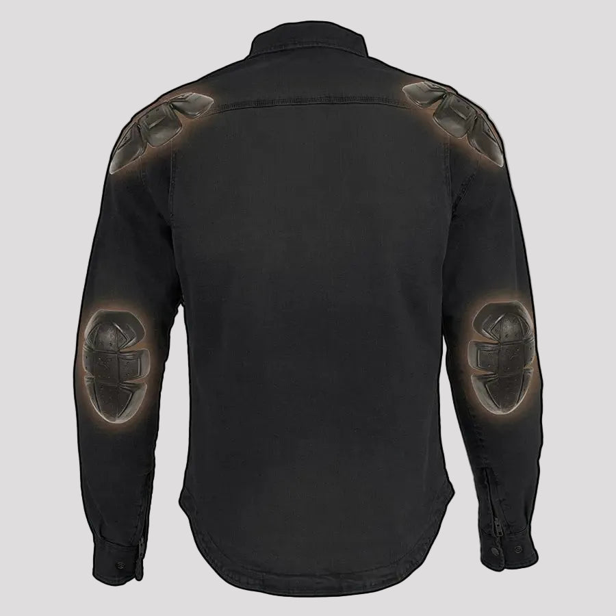 Milwaukee Leather Men's Faded Denim Armored Shirt Jacket