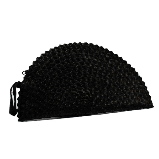 Pandan Leaf Half Moon Clutch Purse - Black
