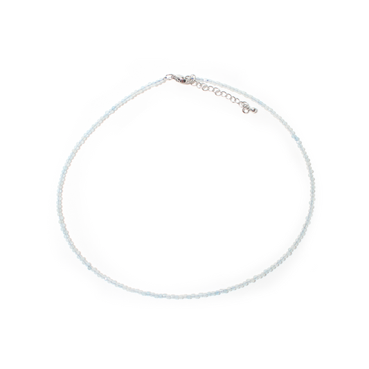 Aquamarine Bead Necklace - 2-3mm