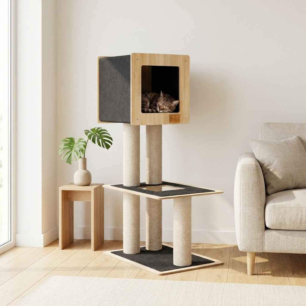Hut Hideout - 2-Level Deluxe Cat Tree
