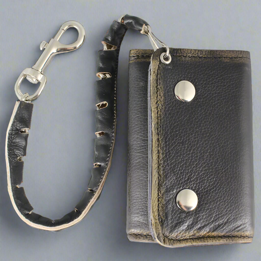Open Road Men's Chrome Plated Chain Leather Wallet