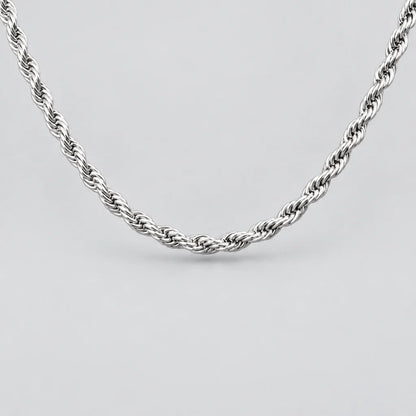 Men’s 24" Stainless Steel Silver Rope Chain Necklace. Heavy-Duty Biker Necklace