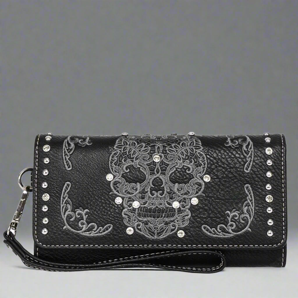 Open Road Women's Sugar Skull Faux Leather Trifold Wallet