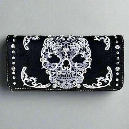 Open Road Women's Sugar Skull Faux Leather Trifold Wallet
