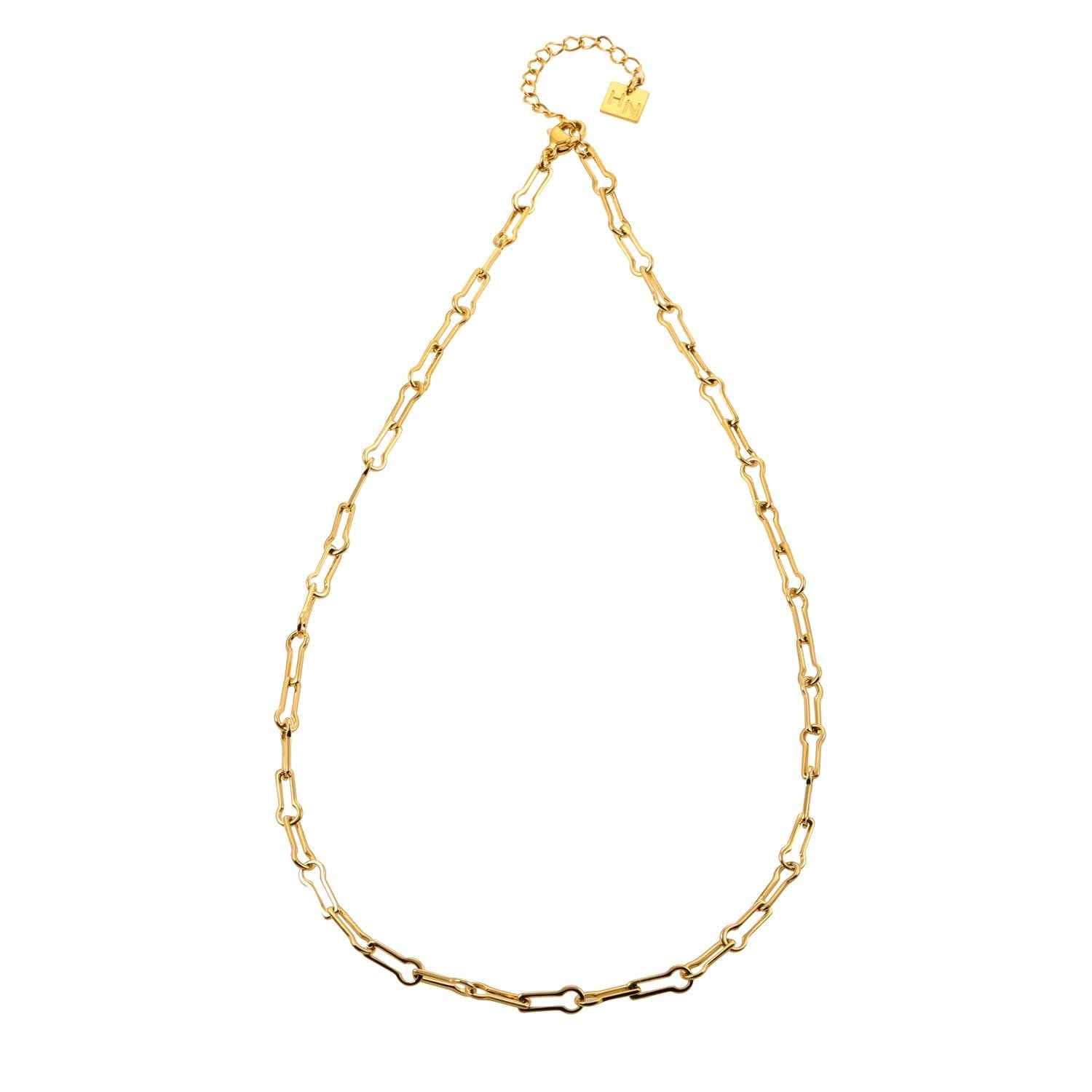 TIASA: Asymmetrical Paper Clip Gold Chain Necklace
