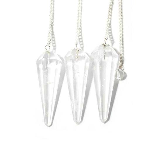 Clear Quartz Pendulum 6 Facet & Bead - 3 Pack