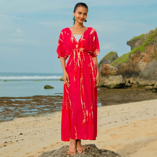 Bone Tie Dye Maxi Dress - Pink