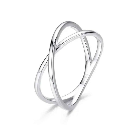 Breathtaking 14K Gold Plated X Ring - Elegant Minimalist 925 Sterling Silver Cross Ring For Women - Promise Jewelry Scr543
