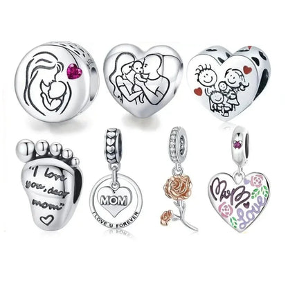 925 Sterling Silver Maternal Love Charm Diy - Touching Baby Feet Pendant For Bracelet