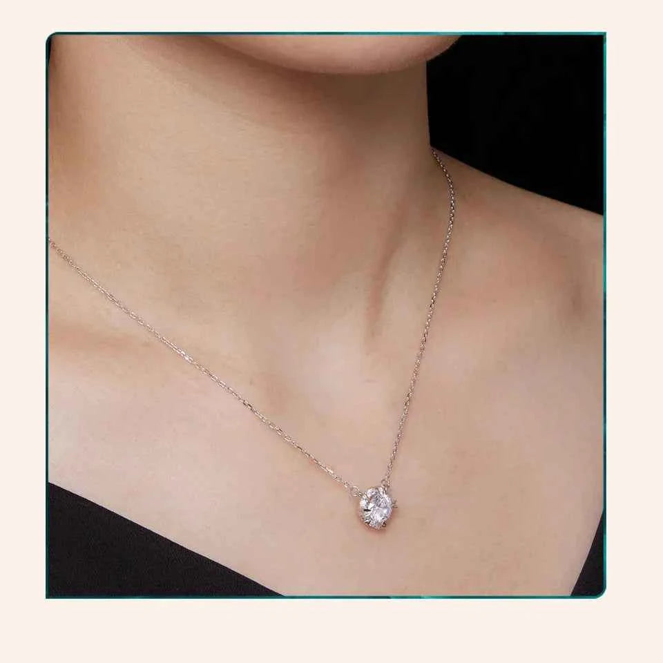 Dazzling Diamond Alternative: 1ct Moissanite Sterling Silver Pendant Necklace