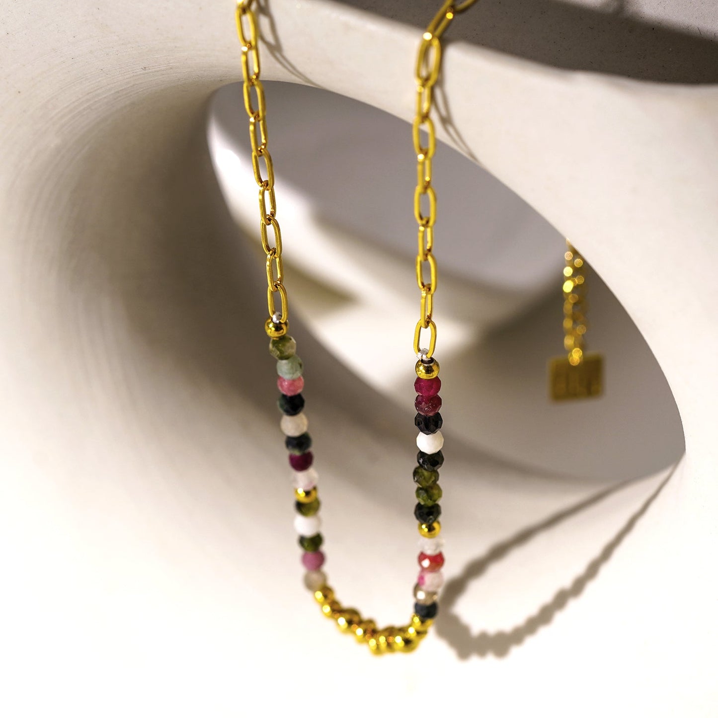 SEHAR Gold: Mixed Stone & Gold Beaded Necklace