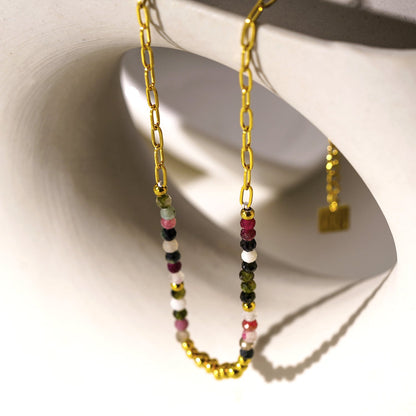 SEHAR Gold: Mixed Stone & Gold Beaded Necklace