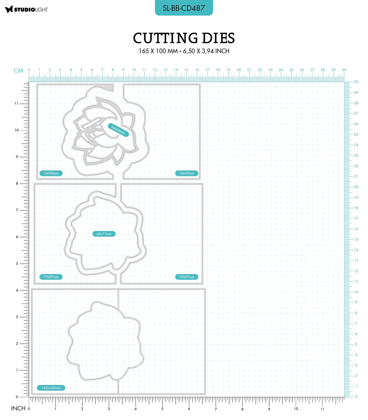 SL Cutting Die Water Lily Card Blooming Butterfly 165x100x1mm 7 PC nr.487
