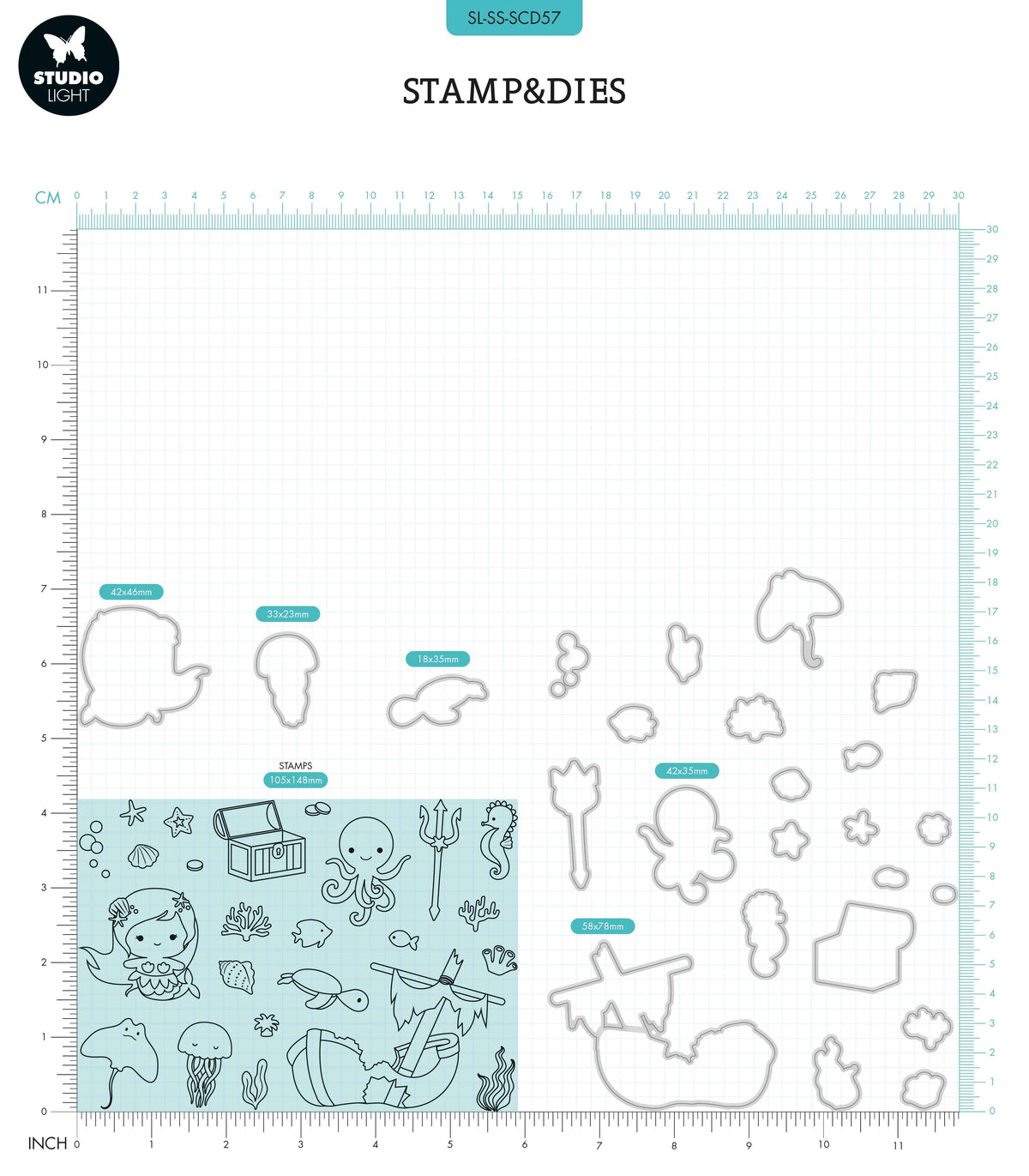 SL Stamp & Cutting Die Under The Sea Sweet Stories 154x213x1mm 24 PC nr.57