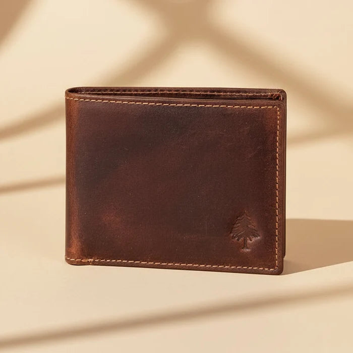 Greenwood Men's Leather Bifold Wallet. Premium RFID Protection Wallet with Flip Compartment