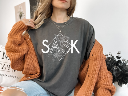 SASK Diamond Line Art Unisex T-shirt | Saskatchewan Clothing