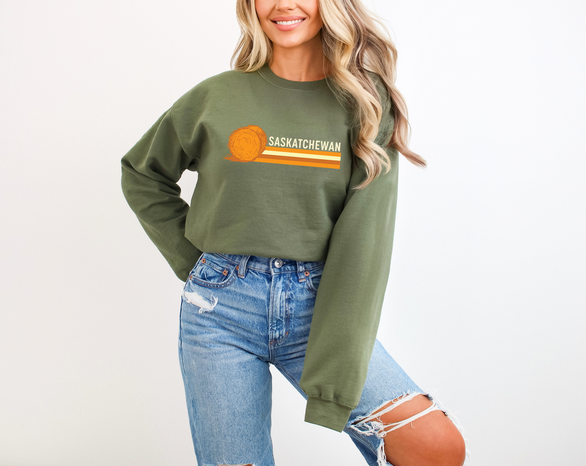 Saskatchewan 70s Retro Unisex Crewneck Sweatshirt | Sask Clothing
