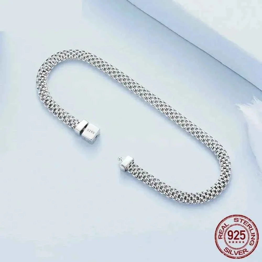 Sterling Silver Braided Square Buckle Bracelet