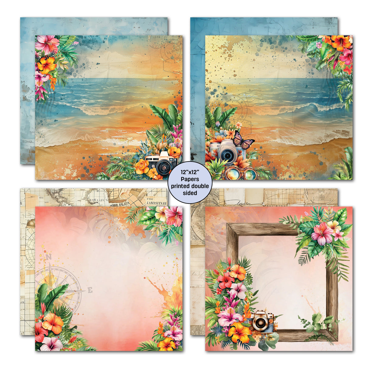 3Quarter Designs Tropic Excursion 12x12 Design Paper & Diecuts Set