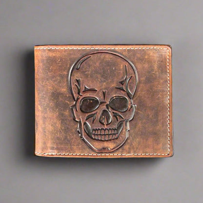 Men’s Skull Embossed Bifold Leather Wallet