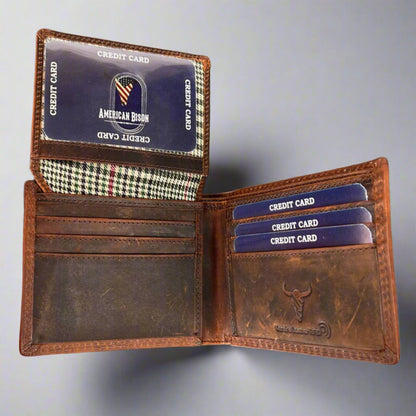 Men’s Cow Leather Eagle Embossed Bifold Wallet