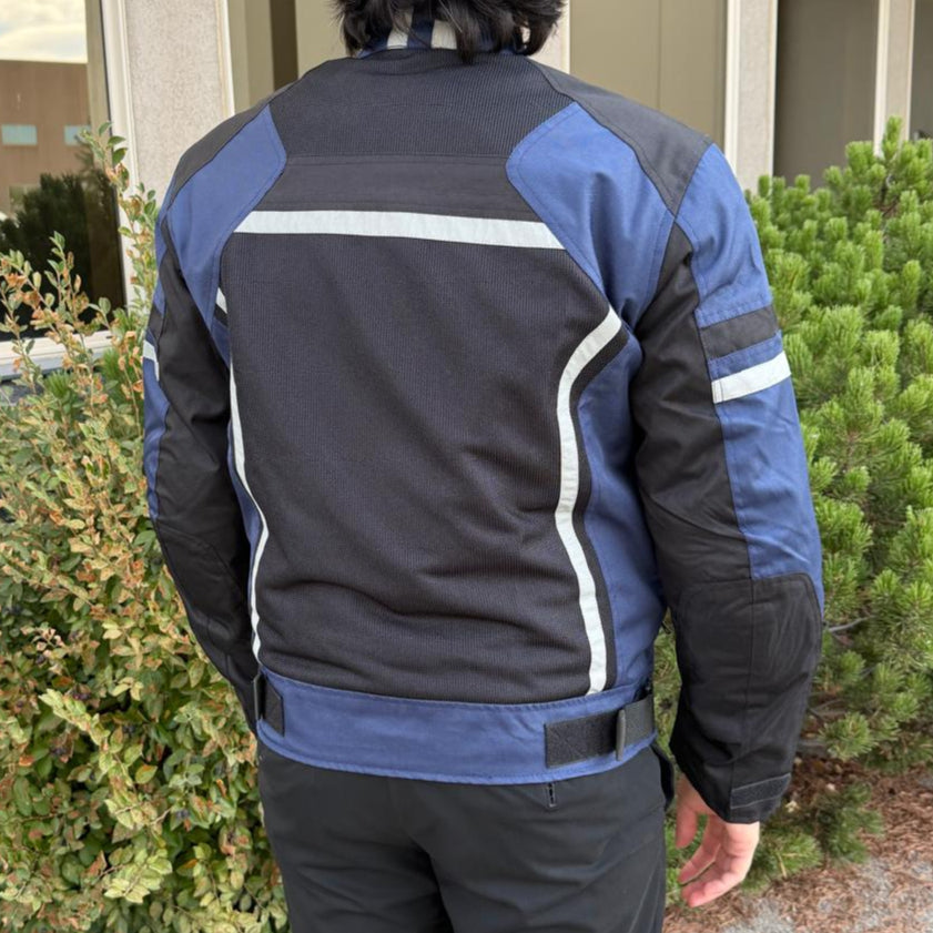 Men's Textile Motorcycle Jacket. Protective Armor, Reflective Strips & Multiple Pockets