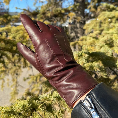 Women's Drum Dyed Lamb Leather Gloves with Wool Blend Lining
