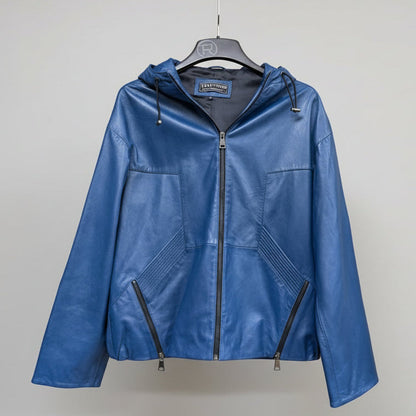 Sporty Women's Lamb Leather Hoodie Jacket