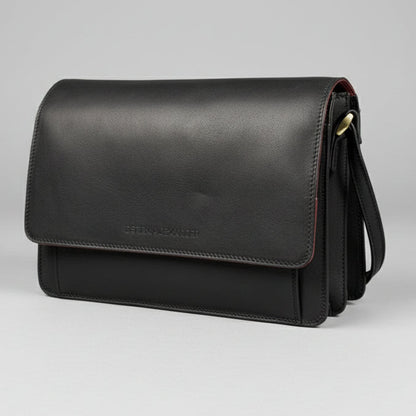 Derek Alexander Half Flap Organizer Leather Messenger Crossbody Bag