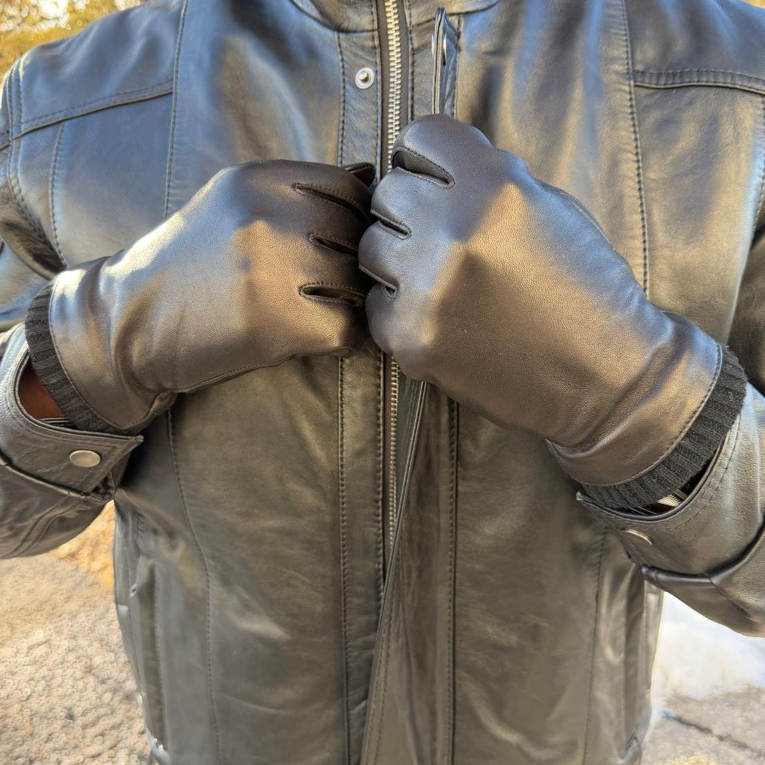 Men's Lamb Leather Gloves with Wool Blend Lining