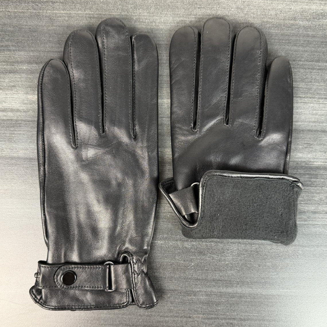 Men's Black Sheepskin Leather Gloves Fleece Lined