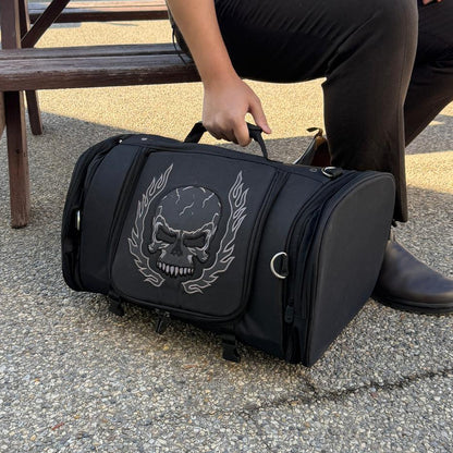 Skull Embroidered Travel Duffle Bag