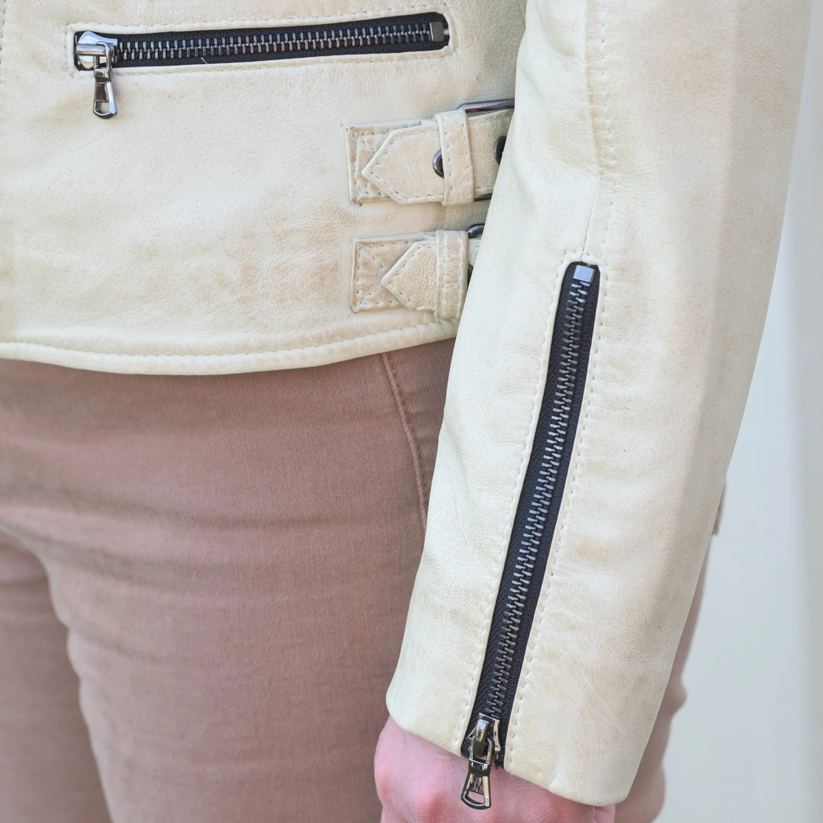 Women's Biker Look Sheep Leather Jacket