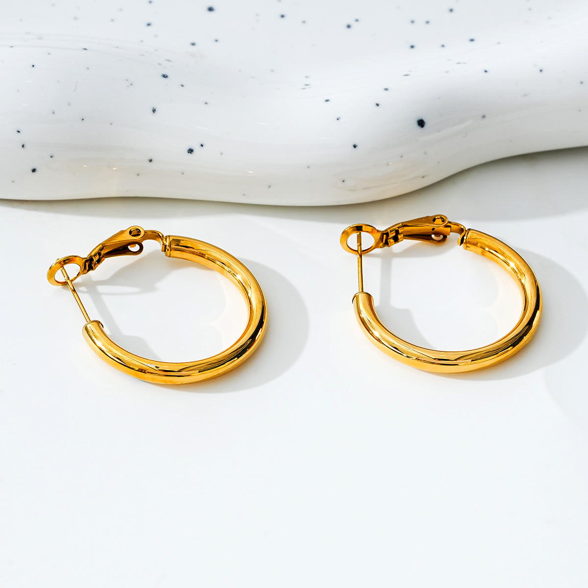 YOSHIKO Gold: Mid-Width Essential Hoop Earrings (Available in 6 Sizes: 2cm - 6cm)