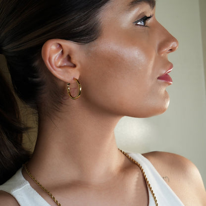 YOSHIKO Gold: Mid-Width Essential Hoop Earrings (Available in 6 Sizes: 2cm - 6cm)