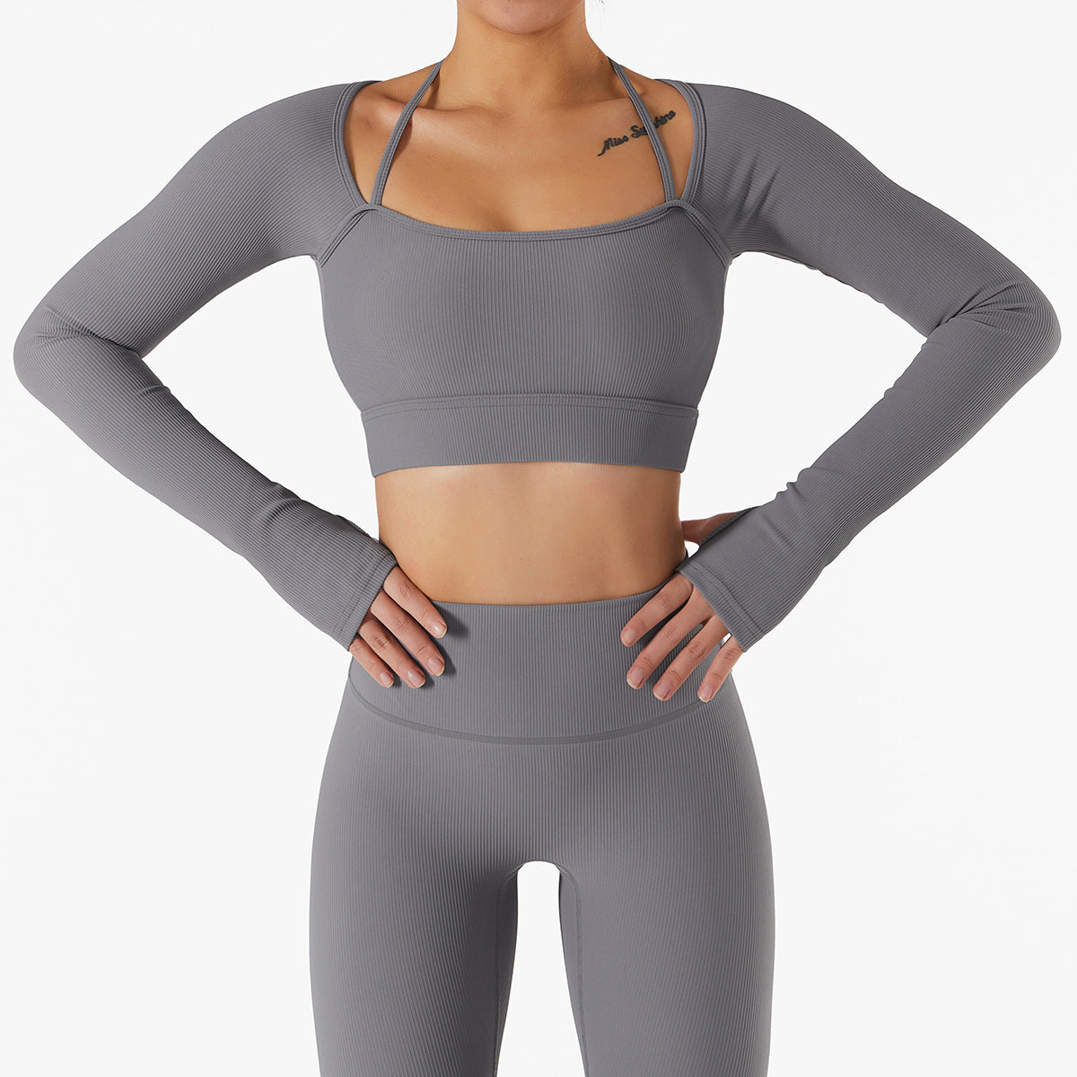 Women’s Quick-Dry Long-Sleeve Sports Top with Chest Pad – Slim-Fit Yoga & Workout Wear