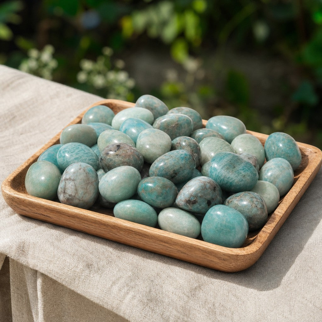 Amazonite with Smoky Quartz Tumbled Stones