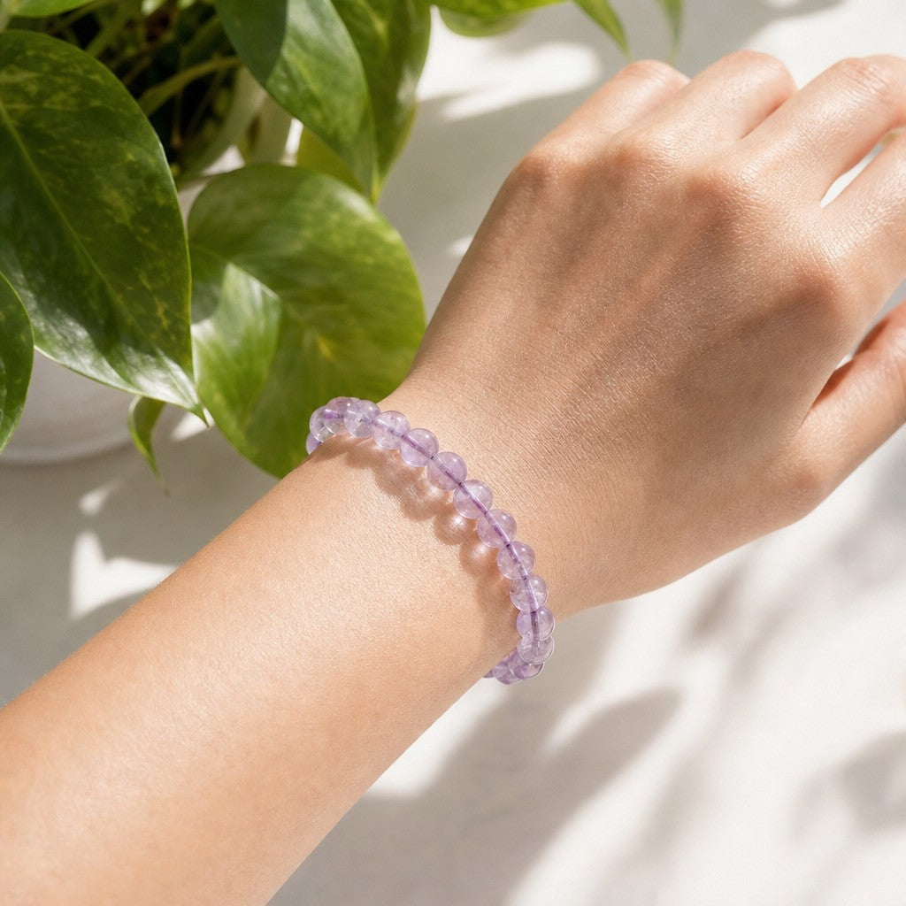 Amethyst Light Purple Round Bracelet - 8mm