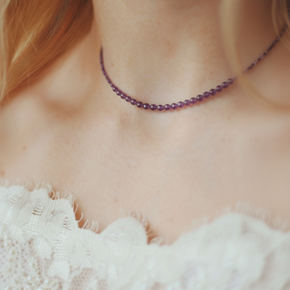 Amethyst Bead Necklace - 2-3mm