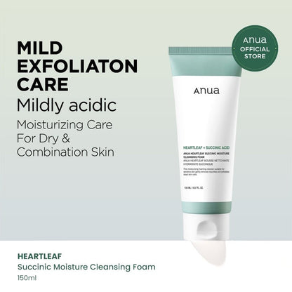 Anua Heartleaf Succinic Moisture Cleansing Foam 150ml