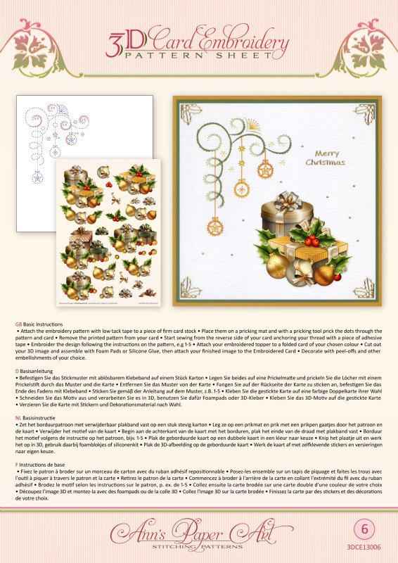 Ann Paper Embroidery Pattern - Christmas Gifts