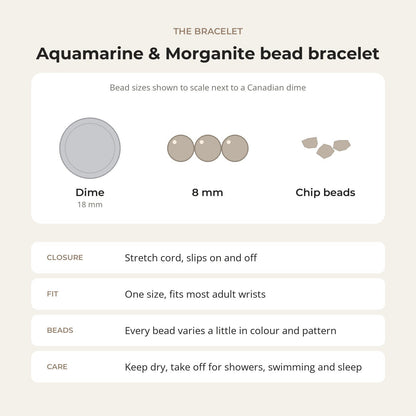 Aquamarine Morganite Bead Bracelet