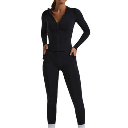 Women’s Long-Sleeve Yoga Workout Set – Top & Trousers Exercise Outfit