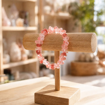 Cherry Quartz Chip Bracelet (Enhanced)