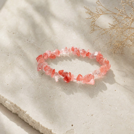 Cherry Quartz Chip Bracelet (Enhanced)