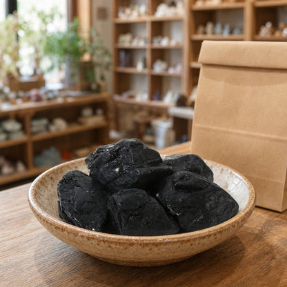 Black Tourmaline Tumbled Stones A - Free Form - 1lb