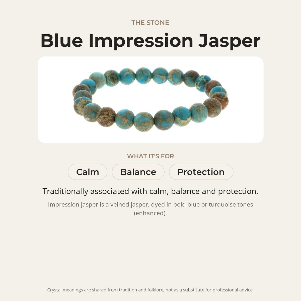 Blue Impression Jasper Round Bracelet - 8mm (Enhanced)