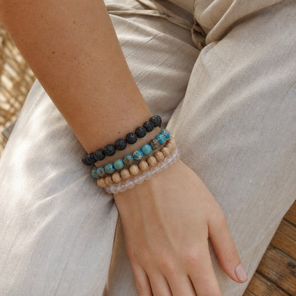 Blue Impression Jasper Round Bracelet - 8mm (Enhanced)