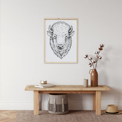 Buffalo Head (Earl) Wood Sign - AURABAGS SHOP