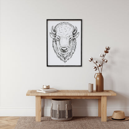 Buffalo Head (Earl) Wood Sign - AURABAGS SHOP